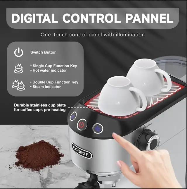 Espresso Coffee Maker, Espresso Machine with Milk Frother in Coffee Makers in Burnaby/New Westminster - Image 9