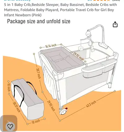 lux baby crib Bedside bed Portable Travel Crib, View more