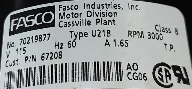 FASCO Draft Inducer Motor – Model 70219877 - M027 in Heating, Cooling & Air in City of Toronto - Image 4