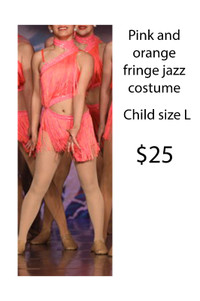 Pink and orange fringe jazz dance costume