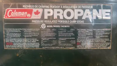 For Sale - Coleman Propane Portable Camp Stove. - Comes with 3 full 16 oz. propane cylinders. - Pain...