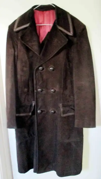 Men’s Vintage Brown Suede Leather Coat Size SmallT167, View more