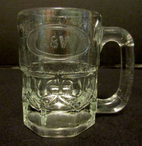 A&W Root Beer Mug Raised Embossed Logo CLEAR GLASS 4.5" Tall