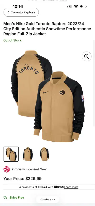 Raptors x Drake gold & yellow jacket, View more