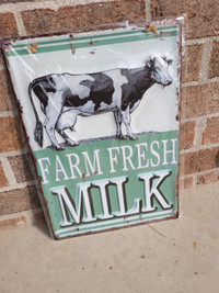 Farm fresh milk. Tin Sign For Home Wall Decor - Farm House Sign