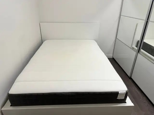 IKEA full size bed frame + mattress + mattress protector in Beds & Mattresses in Vancouver - Image 5