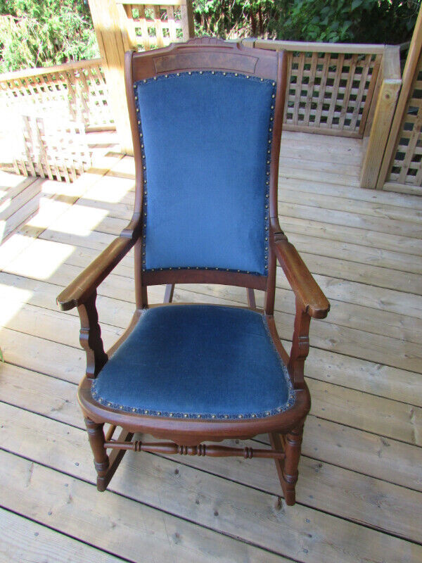 Antique Upholstered Rocking Chair in Chairs & Recliners in Kawartha Lakes
