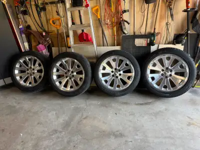 Rims are in good condition besides spots of paint coming off (shown in photos). Tires have tread but...
