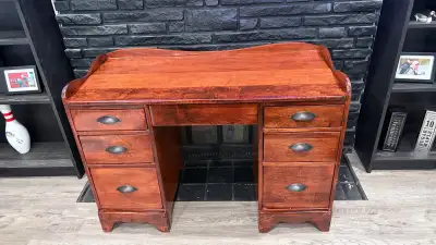 Refinished vintage solid maple wood desk. , View more