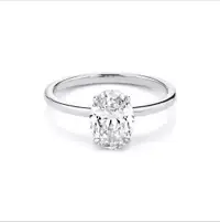 1.50ct - 8X6MM Oval Cut Moissanite Solitaire Engagement Ring,D-V