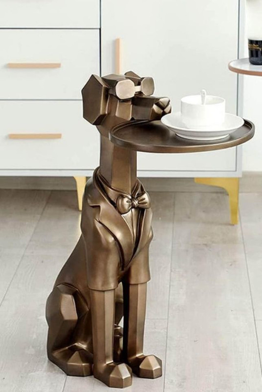 Dog Sculpture with Serving Tray (Resin) Abstract Animal Figurine in Coffee Tables in City of Toronto