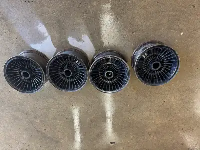 Factory rims for 79-81 Century and 81-84 Regal. 30 - rib turbine poly cast wheels. 14x7 5 lug 4.75”...