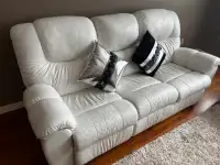 white leater sofa