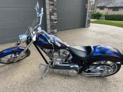 114 total performance engine ,beltdrive , 6 speed transmission ; 250 rear wheel / very loud and fast...