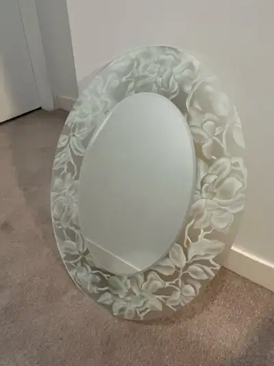HeadWest Frosted Etched  Framed Oval Vanity Mirror 23" x 29”, View more