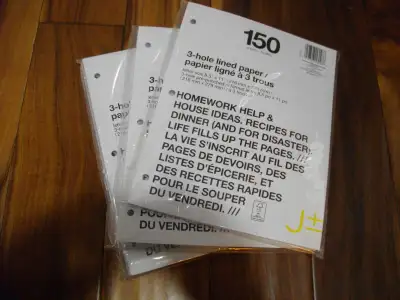 3 PACKS OF 3 HOLE LINED PAPER 450 SHEETS, View more