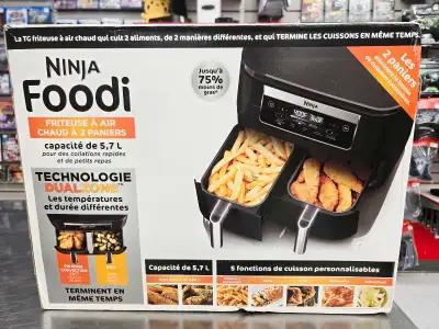 Friteuse a air NINJA FOODI. NEUVE boite ouverte pour vérification. Capacité de 5.7L (2.84L chaques p...