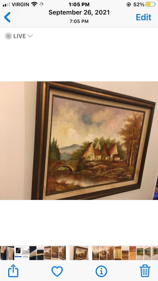 Large size vintage signed oil painting on canvas.50”x39.5”. in Arts & Collectibles in Markham / York Region - Image 4