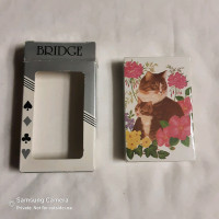 1970s Graphica Quebec Bridge Playing Cards Floral Cat, Sealed