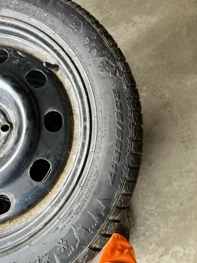 Four February 2025 235/55R17 snow tires on rims for sale. Only used this winter. Pick up in Dowling...