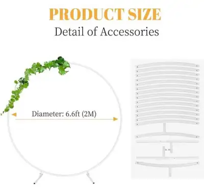 6.6ft Round Backdrop Stand, Stable Balloon Arch Stand, Metal Wedding Arch Backdrop Stand Circle Back...