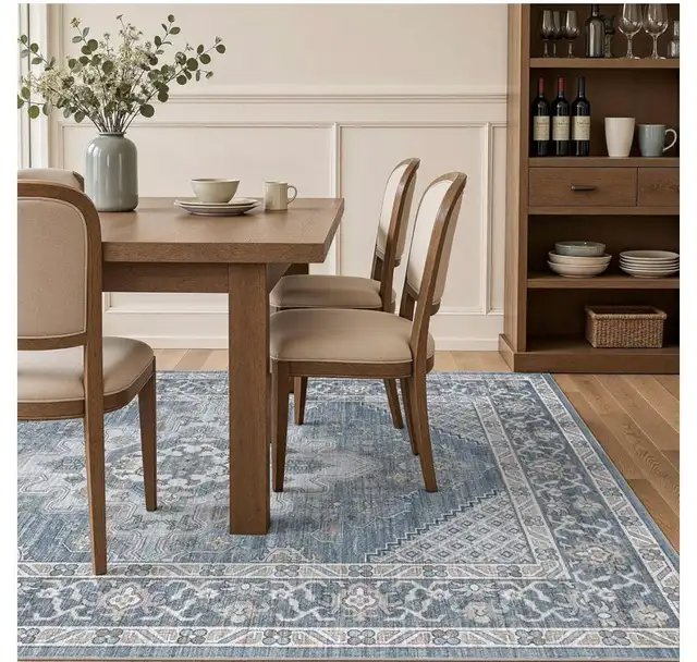 Tortania Area Rug 10x14 Living Room Rug Washable SoftBlue in Rugs, Carpets & Runners in Hamilton - Image 3