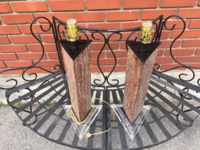 Magnifique paire de lampe mid century modern base lucite claire, View more