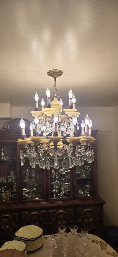Onyx Chandelier and Matching Lamps, View more
