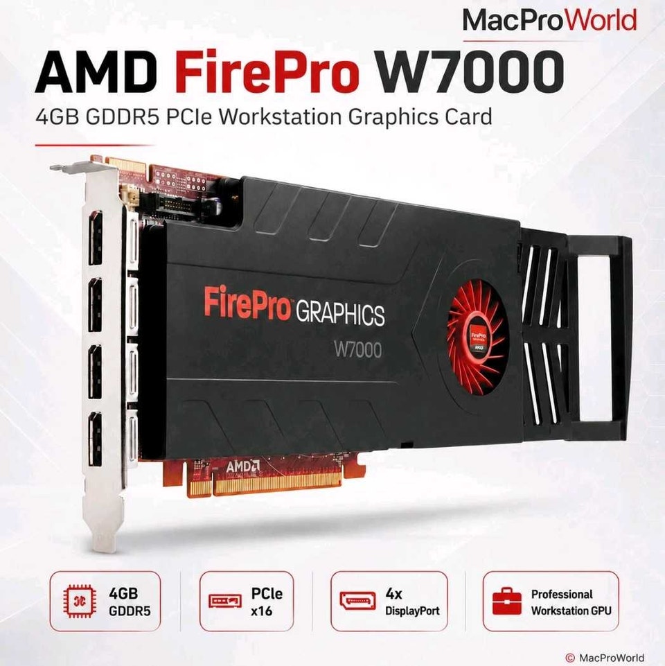 4GB AMD FirePro W7000 Workstation GPU 4x DP (DisplayPort) Video ...