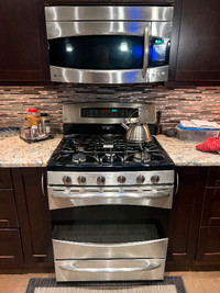 Stainless Steele GE Convection Gas Stove/ Convection Microwave