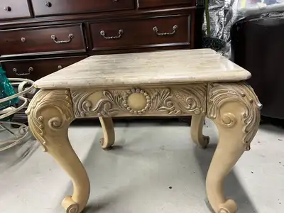 Side table  (faux marble top), View more