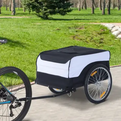 HOMCOM Bike Cargo Trailer Bicycle Luggage Carrier Cart with Cove, View more
