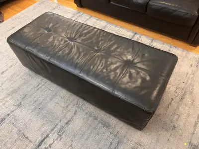 Two leather couches and Foot rest for sale. Dark Brown, Canadian made, were originally purchased fro...