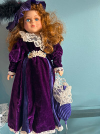 Vintage Porcelain  Hand painted Doll in beautiful dress