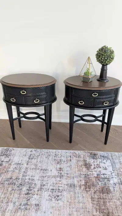 Black Oval Bombay End Tables Side Tables Nightstands, View more