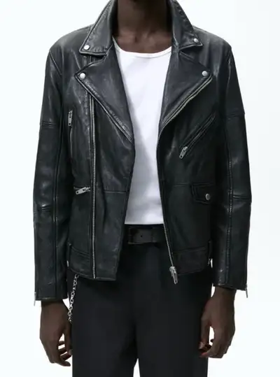 Zara 100% cuir leather coat manteau veste homme jacket men suit, View more