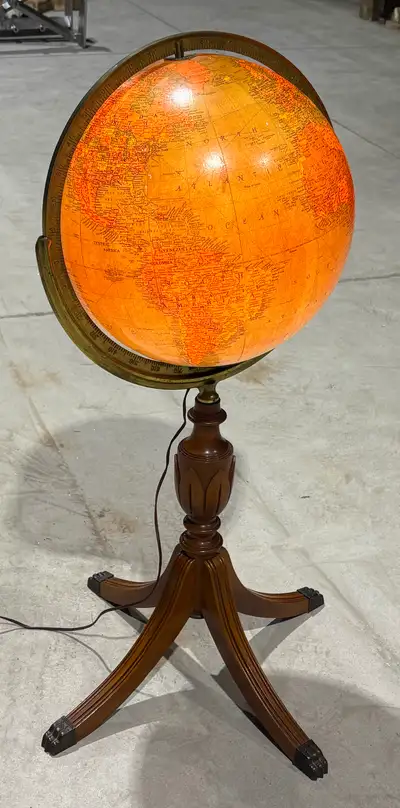 Vintage Iluminated “Replogle” Library Globe (Duncan Phyfe Stand), View more