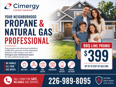 Need propane or natural gas work done around your home? Cimergy Comfort Solutions is your neighborho...
