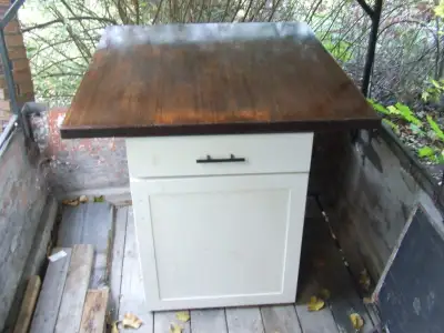 4 foot square Kitchen Island and cabinet, View more
