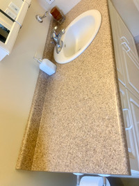 PRICE REDUCED 56” COUNTERTOP WITH SINK AND MOEN TAPS