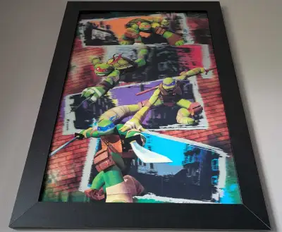 Original Nickelodeon Teenage Mutant Ninja Turtles 3D Holographic Framed Print. Pictures taken from e...