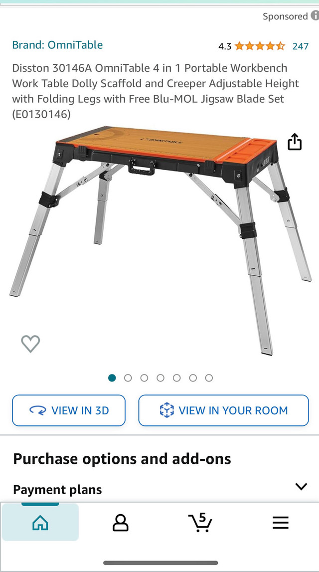 Omni table workbench in Other Tables in Mississauga / Peel Region