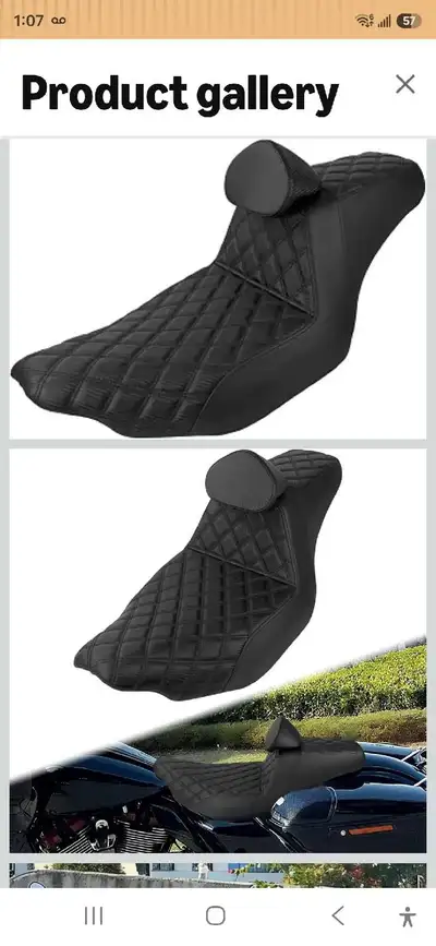 Upgrade your riding experience with this brand new, aftermarket diamond-stitched driver and passenge...