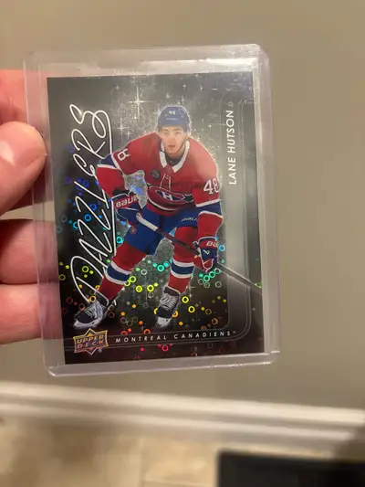 Lane Hutson rookie black Dazzler upper deck very rare and sought after card 500obo Compare to eBay p...
