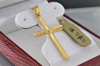 NEW 18K ITALIAN GOLD GUCCI CHAIN & 10K ITALIAN GOLD LARGE CROSS.