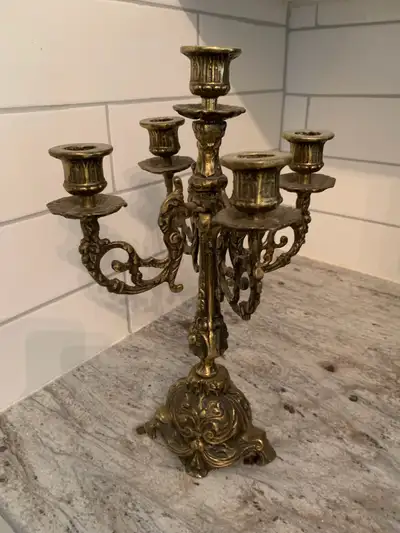 Solid brass candelabra, View more