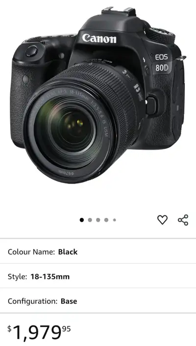 Canon EOS 80D camera with Canon lens EF 18-135mm, used only a few times, includes charger ,battery a...