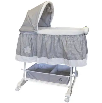 * LIKE NEW * Only used for 1 month Bily Starry Starry Night Rocking Bassinet - grey and white Allow...