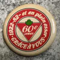 Badge Canadian Tire 60 ans - pin vintage porté par les employés
