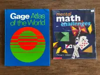 Manuels scolaire anglais :  Math challenge et Atlas of the world